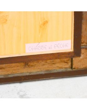 Huile sur Panneau Décor Chasse et Pêche Signé DEVECCHI