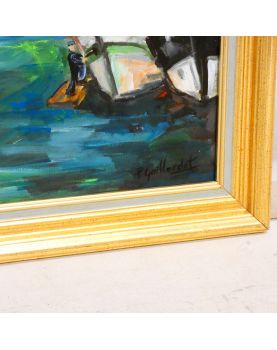Huile sur Toile Bateaux à Quai Signé Pierre GAILLARDOT