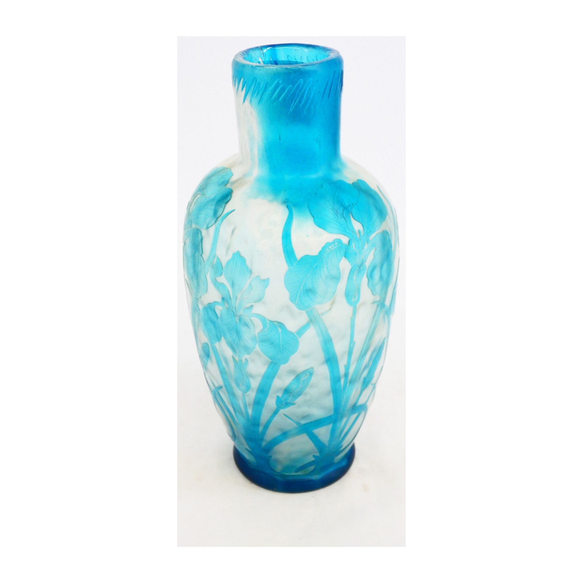 Vase Iris Bleue Cristallerie de Pantin Vase Iris Bleue Cristallerie de Pantin