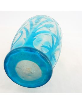 Vase Iris Bleue Cristallerie de Pantin