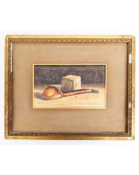 Aquarelle à la Pipe Signée F.BAUCHARD 1908