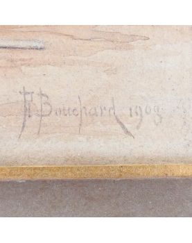 Aquarelle à la Pipe Signée F.BAUCHARD 1908