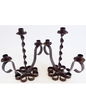 Paire de Bougeoirs en Fer Forgé