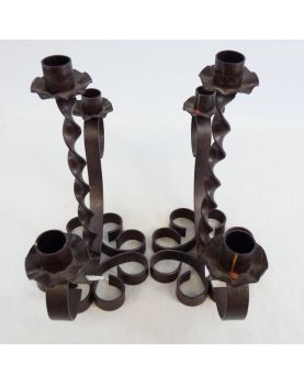 Pair of Wrought Iron Candlesticks
