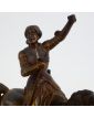 Sujet Jeanne d'Arc en Régule Patiné en Bronze sur Socle en Bois