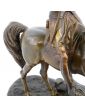 Joan of Arc Subject in Patinated Bronze Spelter on Wooden Base