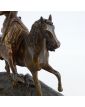 Sujet Jeanne d'Arc en Régule Patiné en Bronze sur Socle en Bois