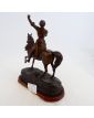 Sujet Jeanne d'Arc en Régule Patiné en Bronze sur Socle en Bois
