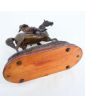 Sujet Jeanne d'Arc en Régule Patiné en Bronze sur Socle en Bois