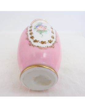 Vase en Opaline Décor Floral Blanc et Rose