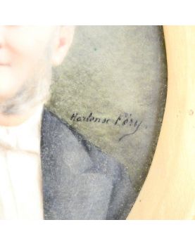 Portrait sur Porcelaine Cadre Bois Doré FERY