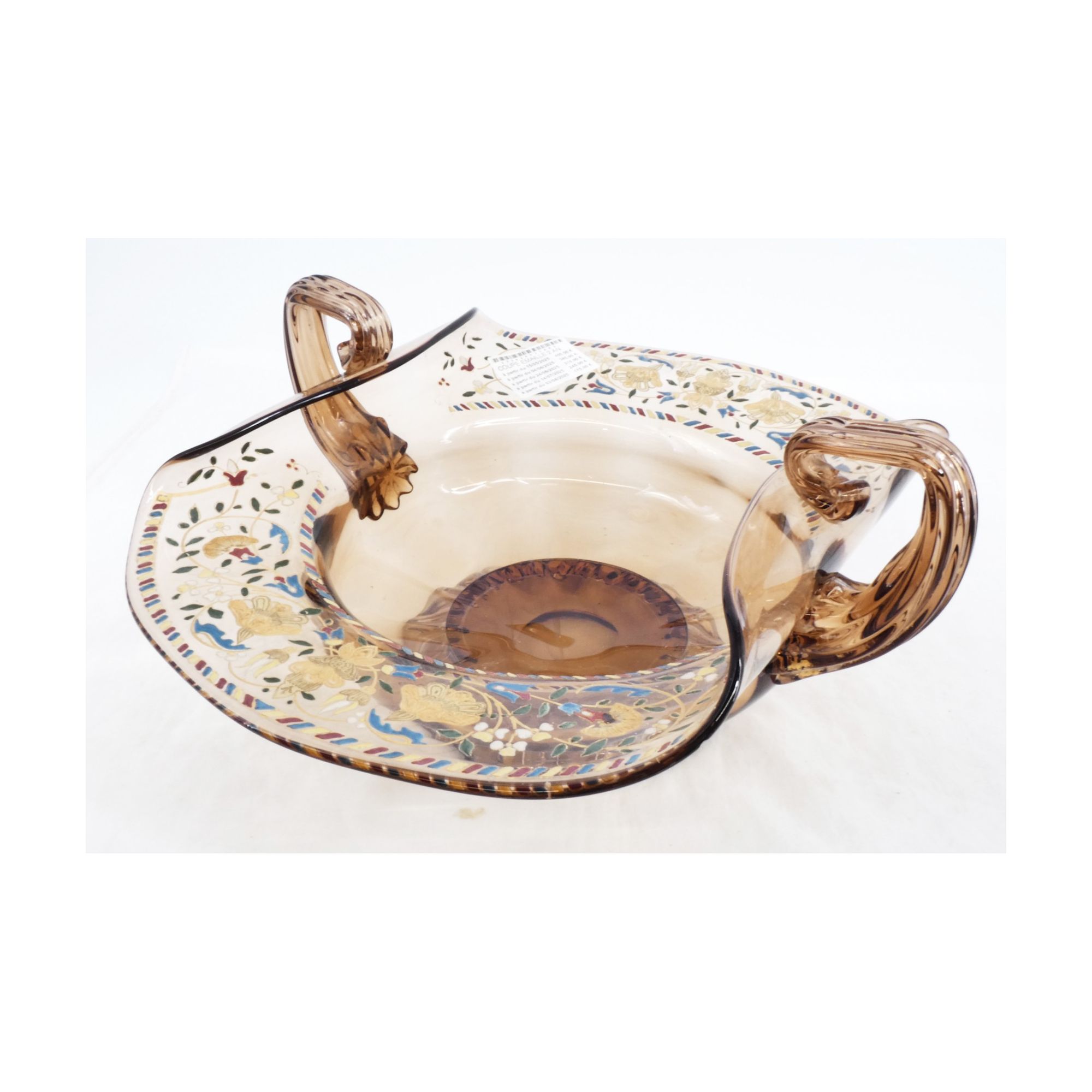 1900 Enameled Cup with 2 Handles in Smoked Glass 1900 Enameled Cup with 2 Handles in Smoked Glass