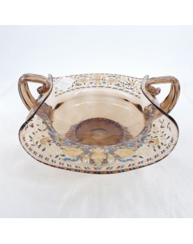 1900 Enameled Cup with 2 Handles in Smoked Glass