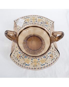 1900 Enameled Cup with 2 Handles in Smoked Glass