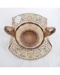 1900 Enameled Cup with 2 Handles in Smoked Glass