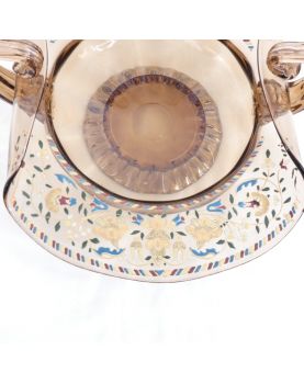 1900 Enameled Cup with 2 Handles in Smoked Glass