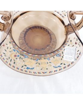1900 Enameled Cup with 2 Handles in Smoked Glass