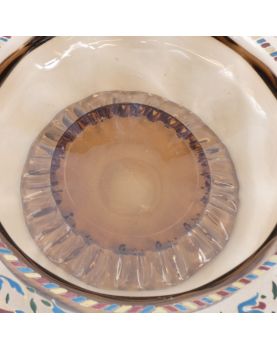1900 Enameled Cup with 2 Handles in Smoked Glass