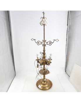 Large Electrified Bronze Oil Lamp