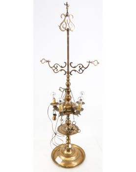 Grande Lampe à Huile en Bronze Électrifiée