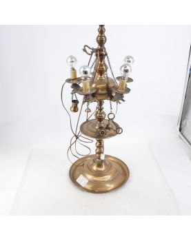 Large Electrified Bronze Oil Lamp