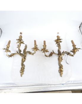 Pair of Louis XV Style Bronze Wall Lights