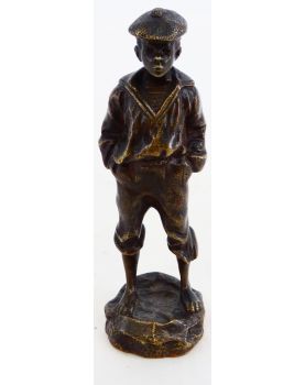 Petit Sujet Enfant à la Casquette en Bronze