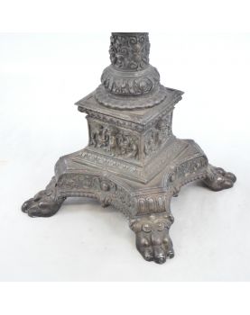 Large Silver-Plated Brass Kerosene Lamp