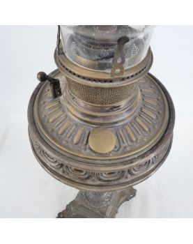 Grande Lampe à Pétrole en Laiton Argenté