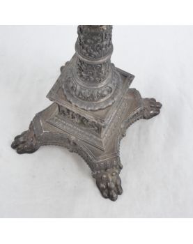 Grande Lampe à Pétrole en Laiton Argenté
