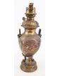 Lampe à Pétrole en Bronze Décor Asie Sans Verre