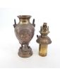 Lampe à Pétrole en Bronze Décor Asie Sans Verre