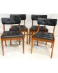 Série de 4 Chaises Assise en Skaï Noir Capitonnée Danoise