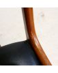 Série de 4 Chaises Assise en Skaï Noir Capitonnée Danoise