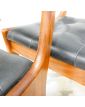 Série de 4 Chaises Assise en Skaï Noir Capitonnée Danoise