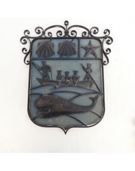 Metal Coat of Arms with Whale Decor