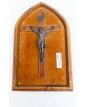 Cadre Crucifix Argenté Cuir et Velours
