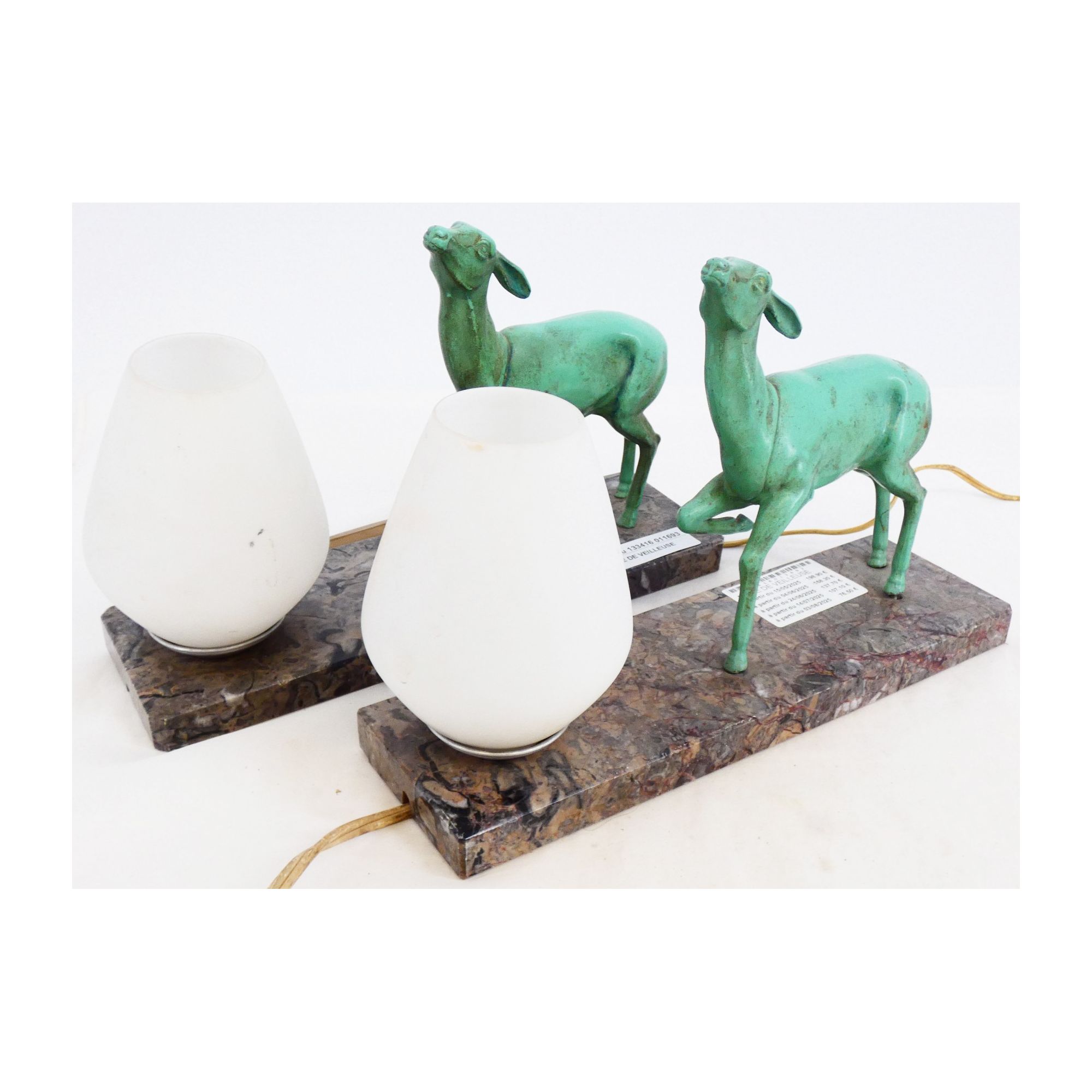 Pair of Deer Night Lights on Marble Base Pair of Deer Night Lights on Marble Base
