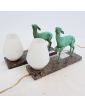 Pair of Deer Night Lights on Marble Base