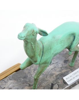 Paire de Veilleuse au Biche sur Socle en Marbre