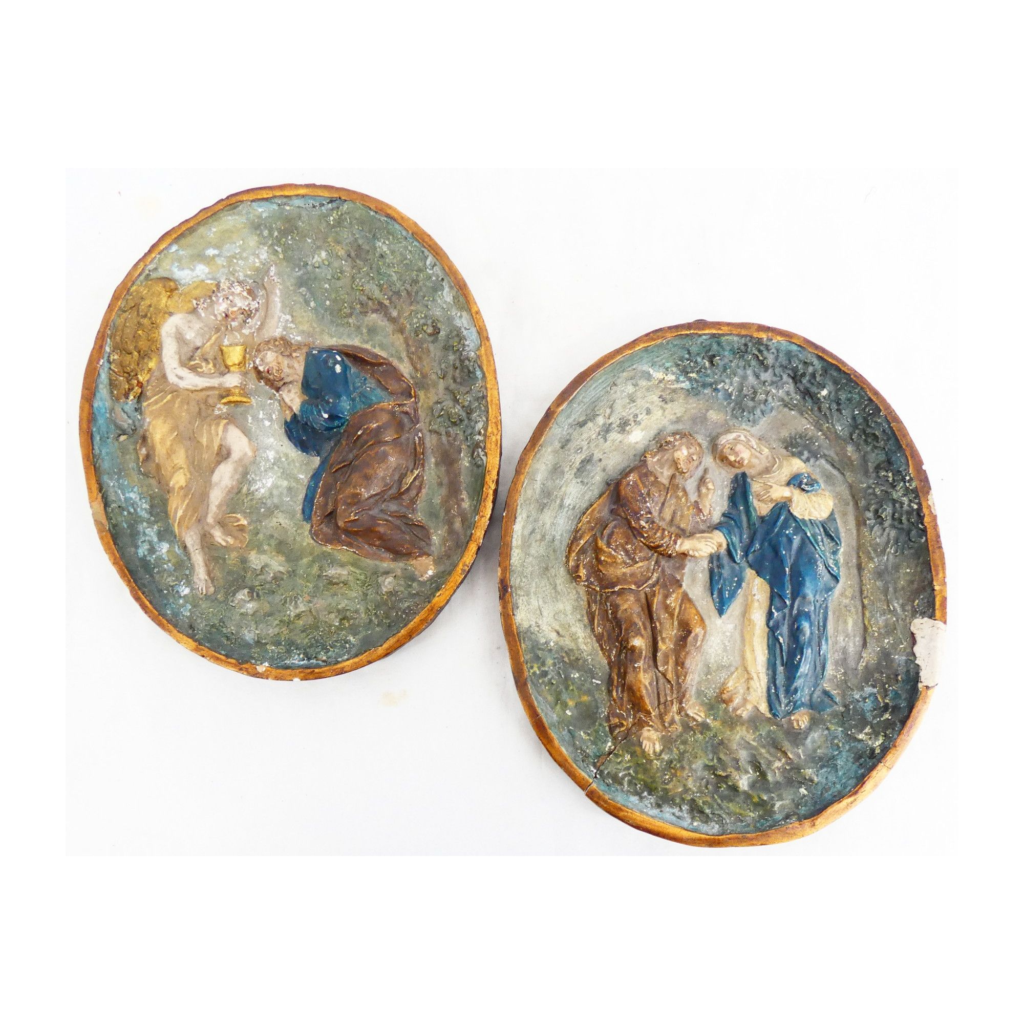 Pair of Religious Plaster Medallions Pair of Religious Plaster Medallions