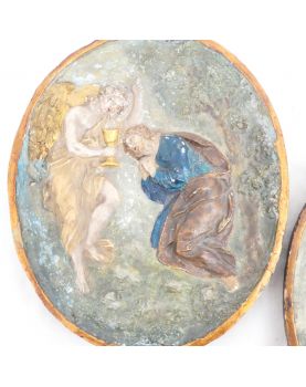 Pair of Religious Plaster Medallions