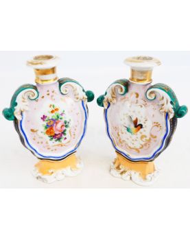 Paire de Petits Vases Bouteille en Porcelaine sans Bouchons
