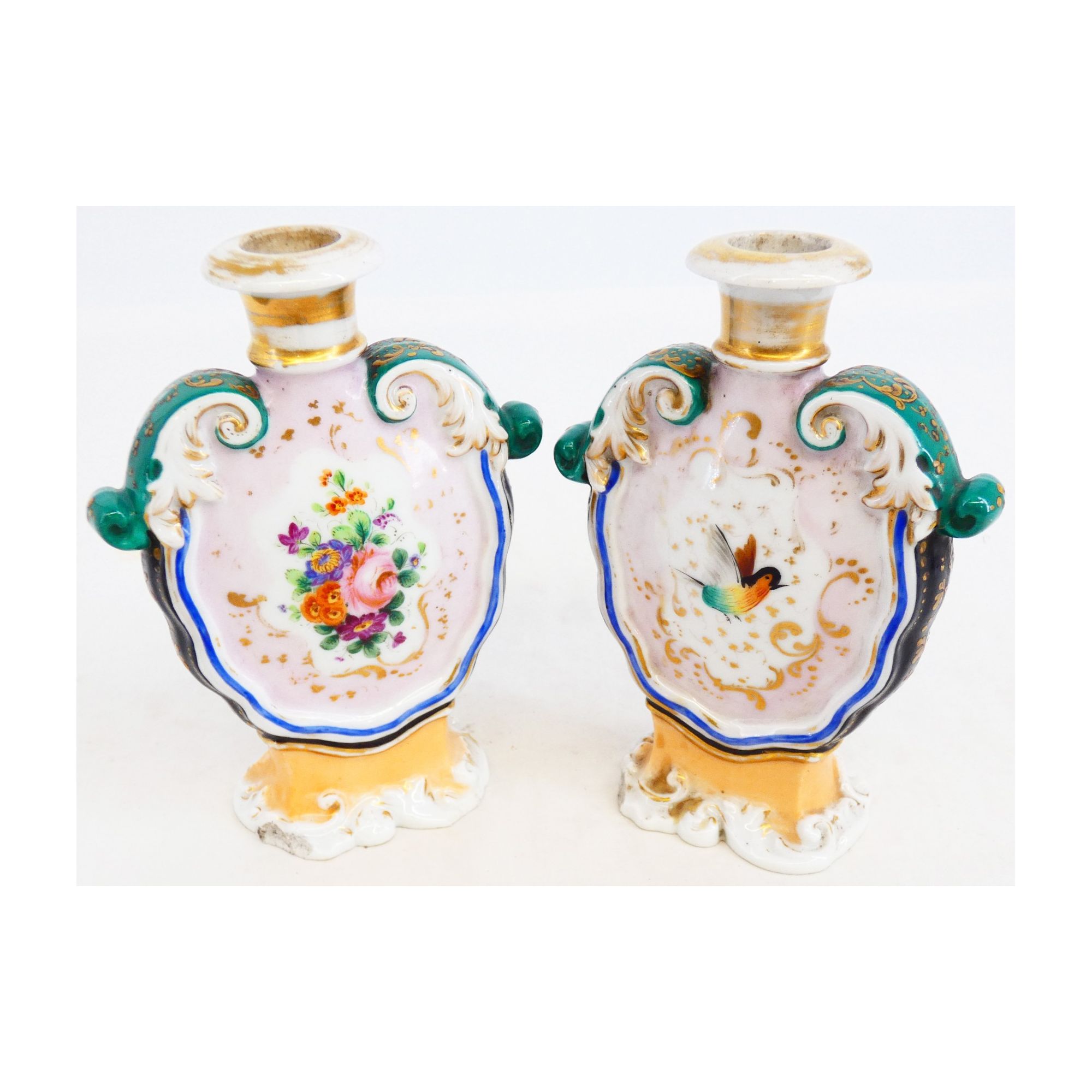 Paire de Petits Vases Bouteille en Porcelaine sans Bouchons Paire de Petits Vases Bouteille en Porcelaine sans Bouchons