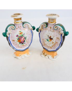 Pair of Small Porcelain Bottle Vases without Stoppers
