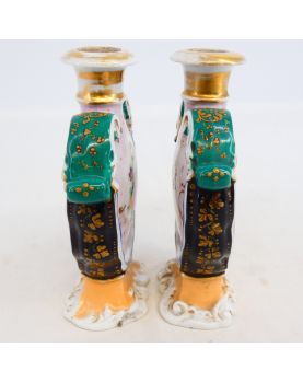 Paire de Petits Vases Bouteille en Porcelaine sans Bouchons