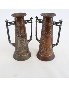 Paire de Petits Vases en Métal 1900