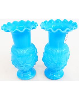 Pair of Small Blue Opaline Vases