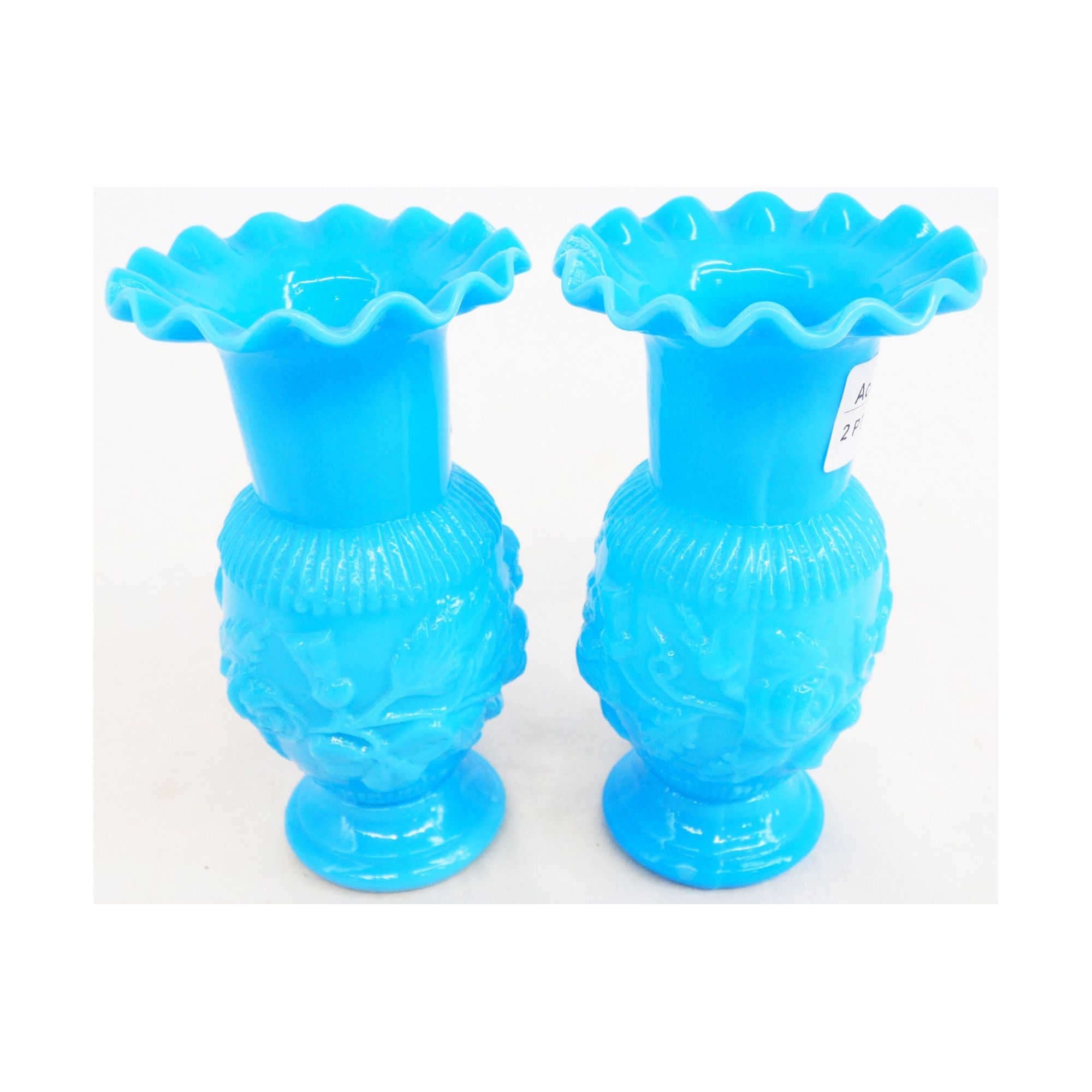 Pair of Small Blue Opaline Vases Pair of Small Blue Opaline Vases