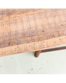 Metal Console Table with Handcrafted Oak Top
